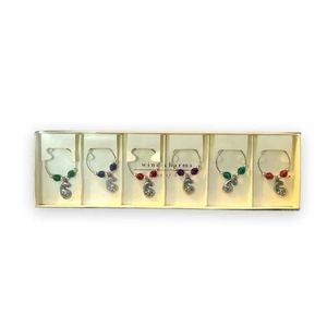 🆕️Pier 1 Yin Yang Wine Charms Set of 6 Colorful Drink Tags Host Gift Boxed New